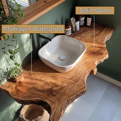 Aurelin Crest Organic Wood Floating Bathroom Vanity Kitchnce