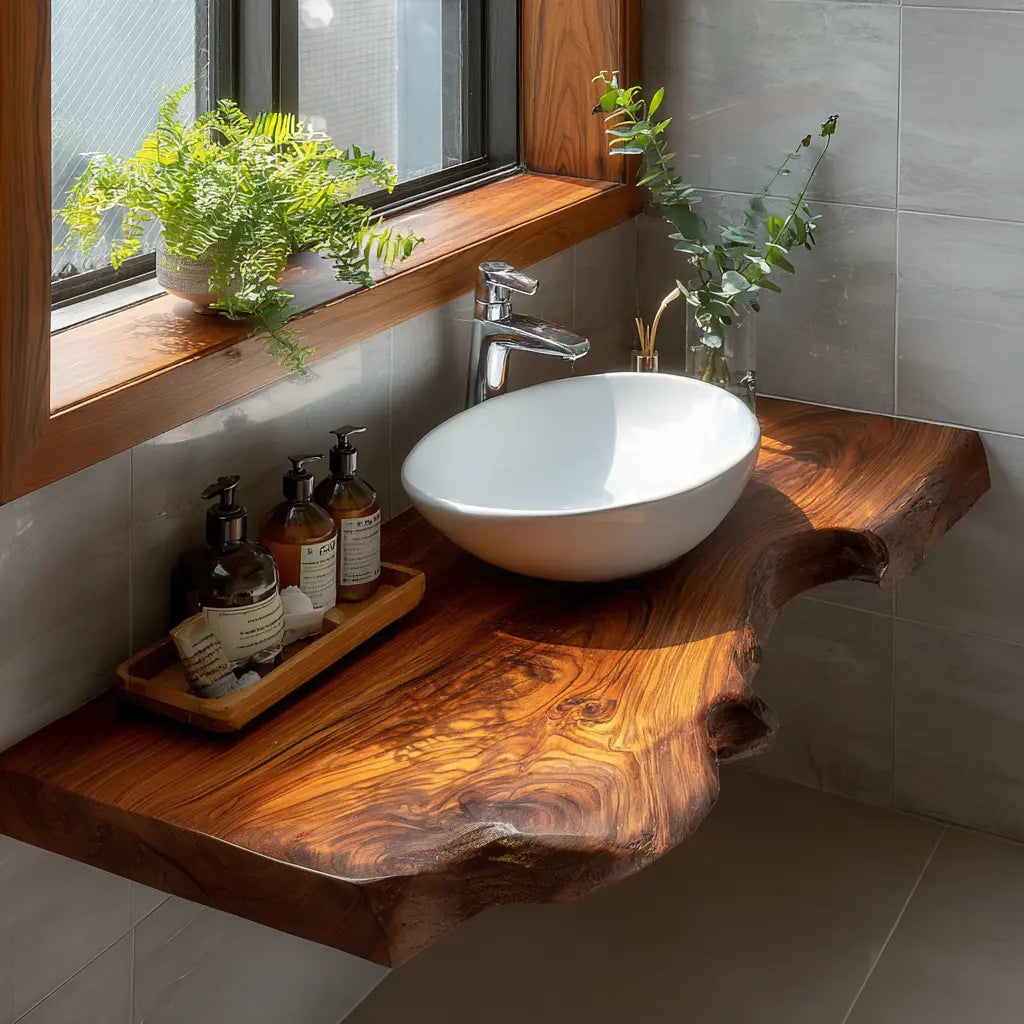 Aurelin Drift Live Edge Floating Bathroom Vanity Kitchnce