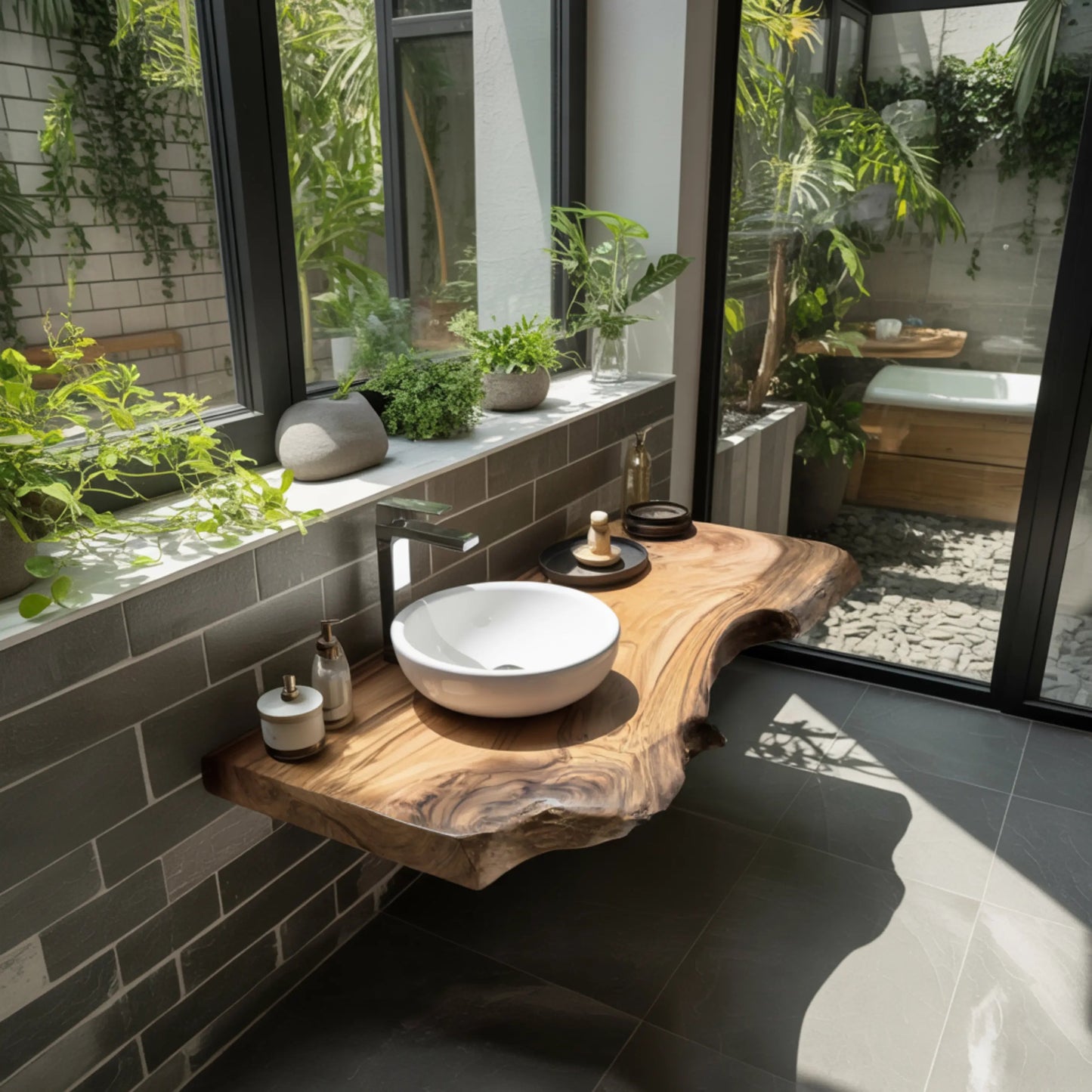 Aurelin Drift Live Edge Floating Bathroom Vanity Kitchnce