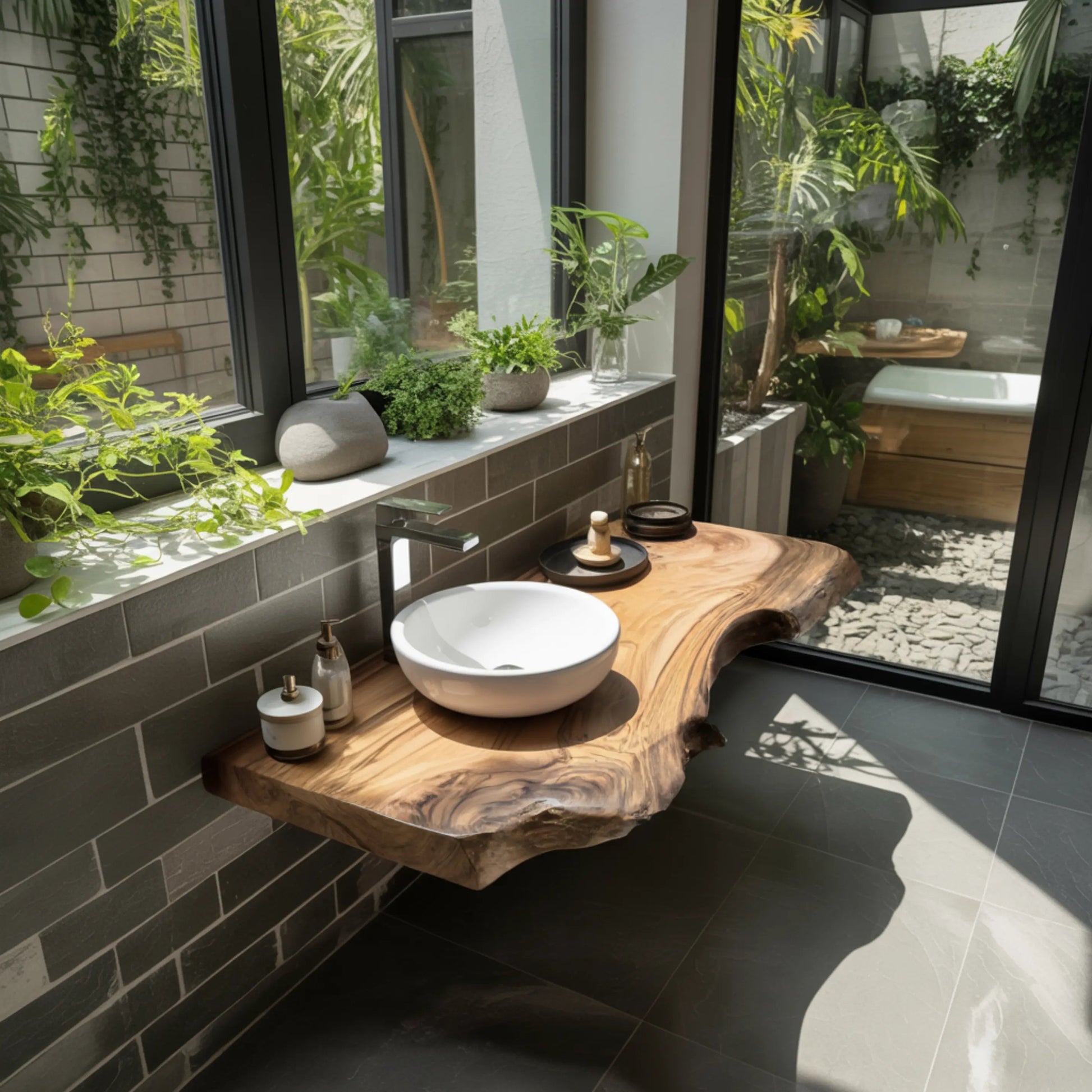 Aurelin Drift Live Edge Floating Bathroom Vanity Kitchnce