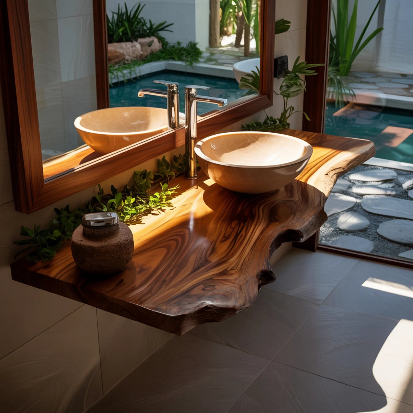 Aurelin Drift Live Edge Floating Bathroom Vanity Kitchnce