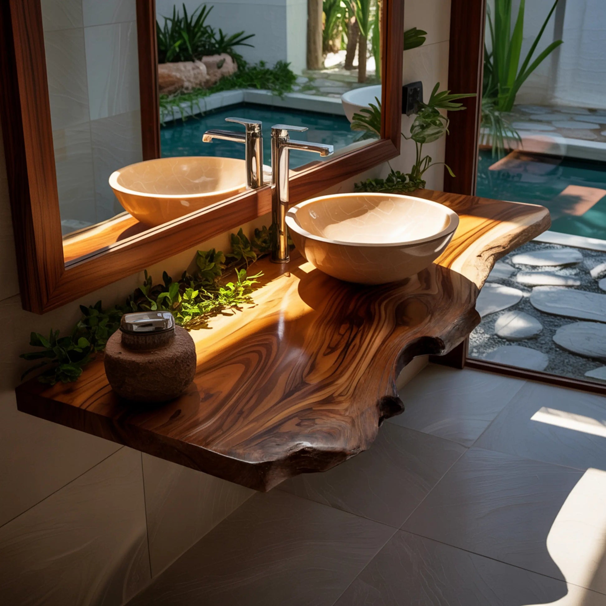 Aurelin Drift Live Edge Floating Bathroom Vanity Kitchnce