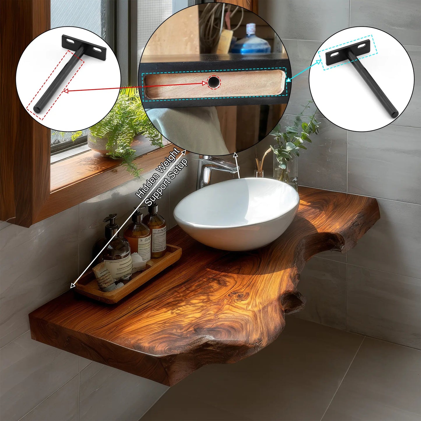 Aurelin Drift Live Edge Floating Bathroom Vanity Kitchnce