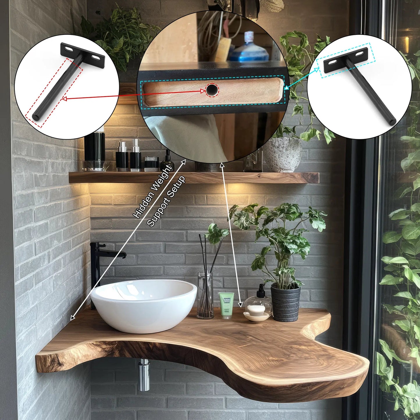 Aurelin Drift Organic Wood Floating Bathroom Vanity Kitchnce
