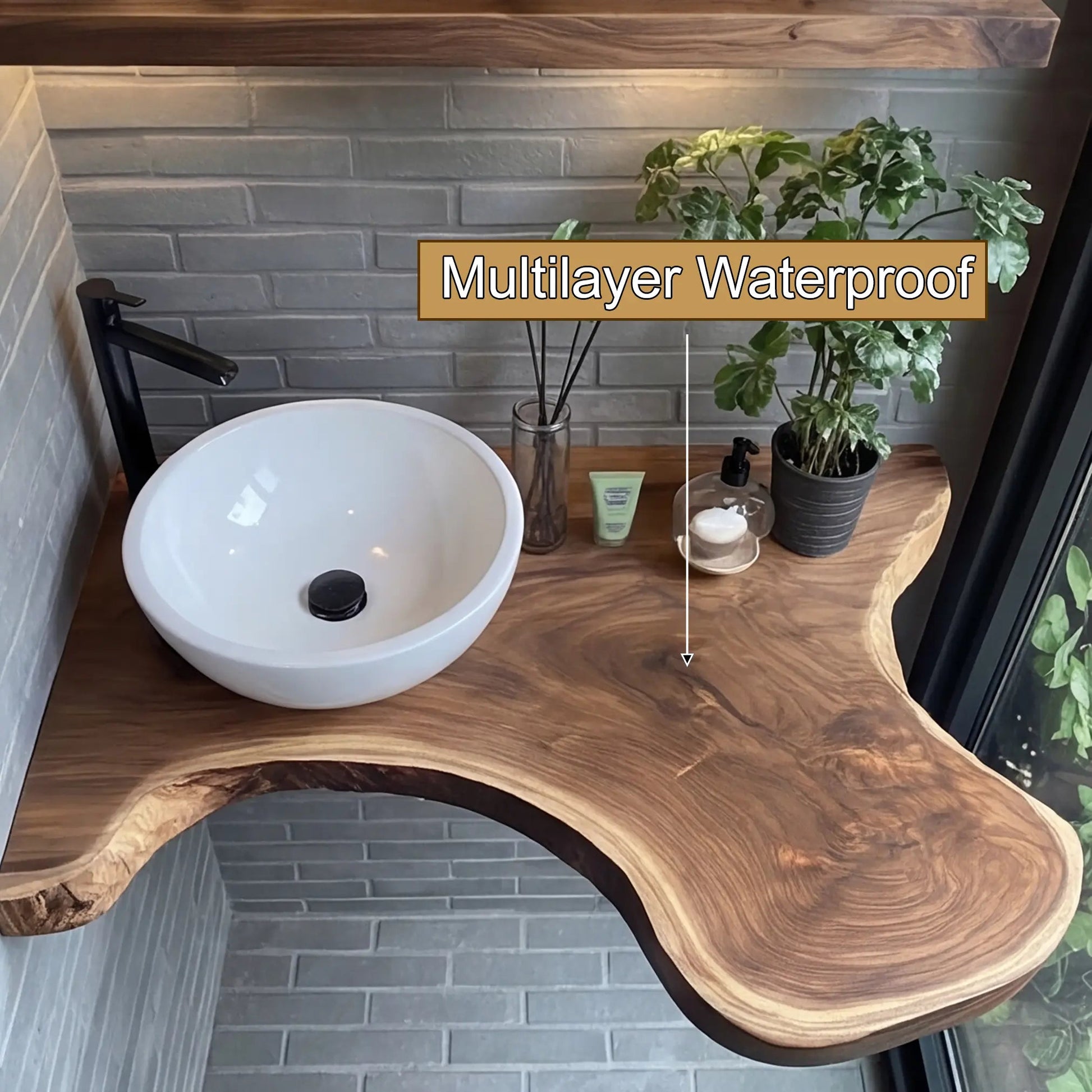 Aurelin Drift Organic Wood Floating Bathroom Vanity Kitchnce