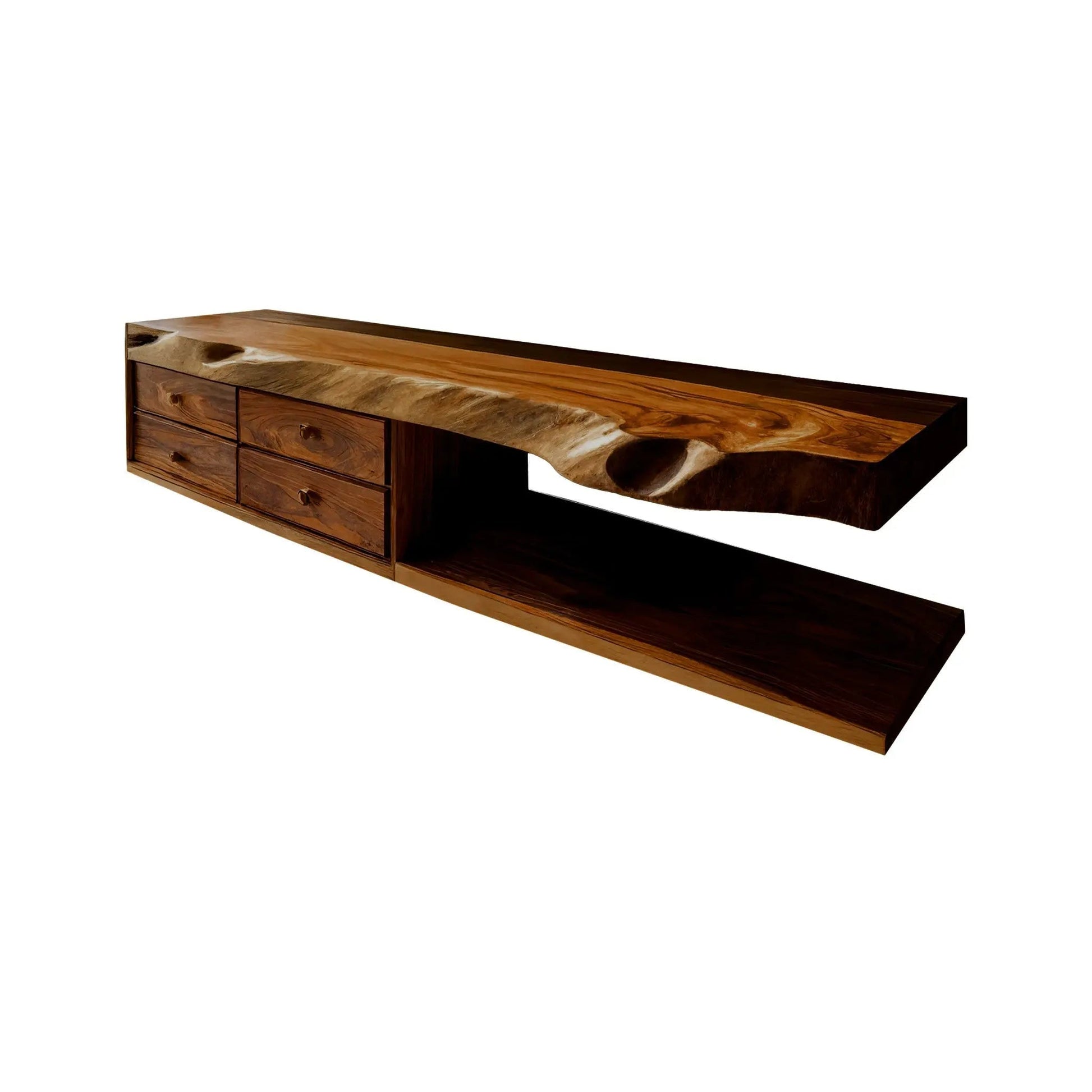 Aurelin Shore Live Edge Floating Bathroom Vanity with Drawers Kitchnce