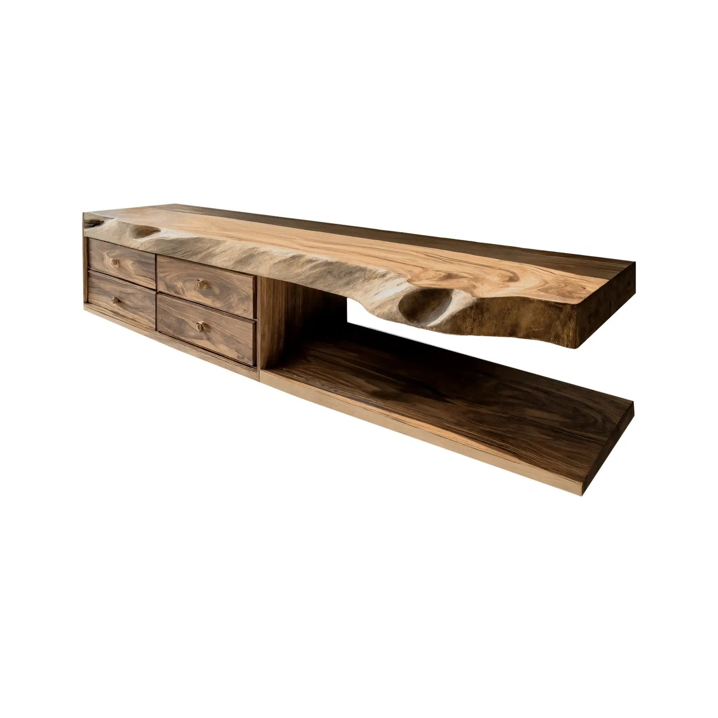 Aurelin Shore Live Edge Floating Bathroom Vanity with Drawers Kitchnce