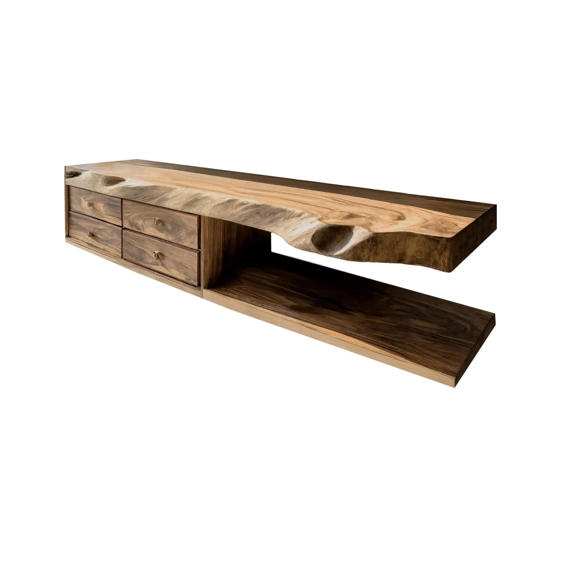 Aurelin Shore Live Edge Floating Bathroom Vanity with Drawers Kitchnce