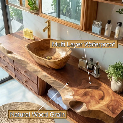 Aurelin Shore Live Edge Floating Bathroom Vanity with Drawers Kitchnce
