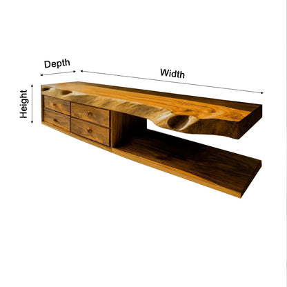 Aurelin Shore Live Edge Floating Bathroom Vanity with Drawers Kitchnce