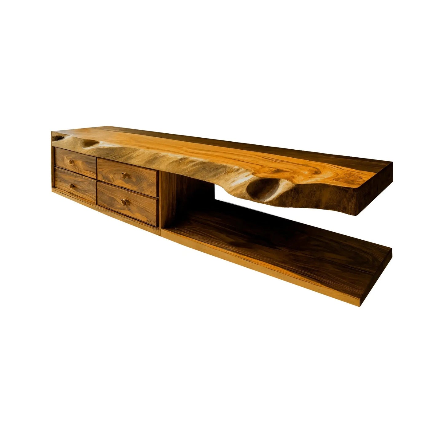 Aurelin Shore Live Edge Floating Bathroom Vanity with Drawers Kitchnce