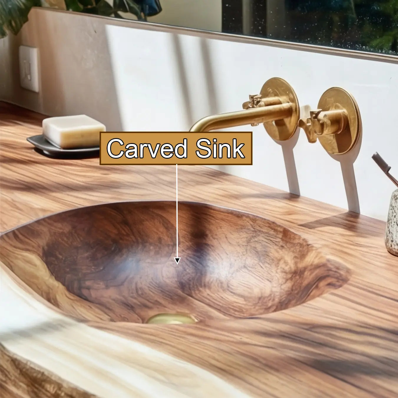 Aurevia Live Edge Solid Wood Floating Bathroom Vanity with Integrated Sink Kitchnce