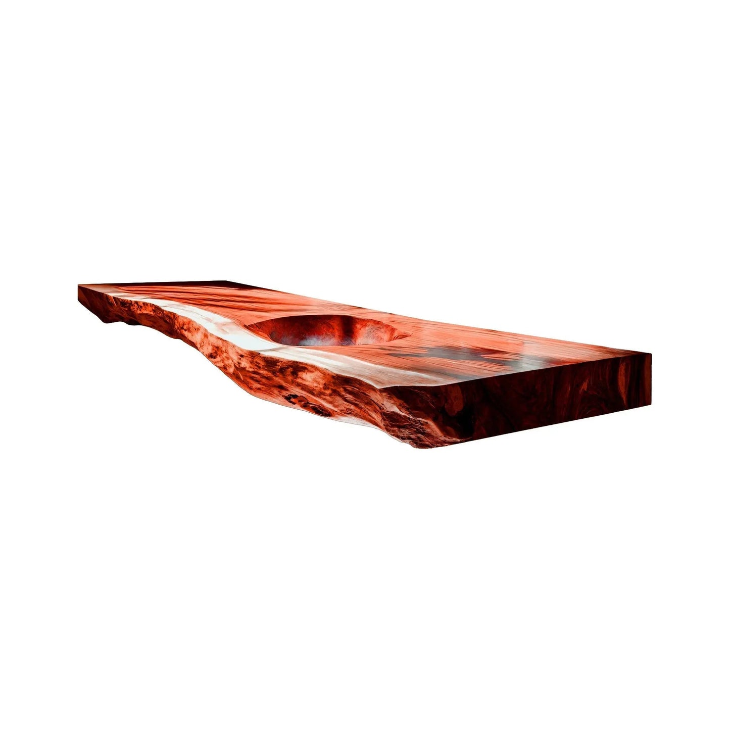 Aurevia Live Edge Solid Wood Floating Bathroom Vanity with Integrated Sink Kitchnce