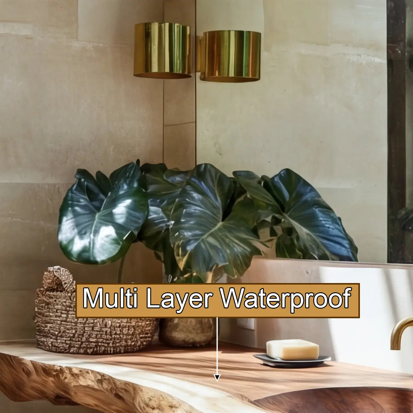 Aurevia Live Edge Solid Wood Floating Bathroom Vanity with Integrated Sink Kitchnce