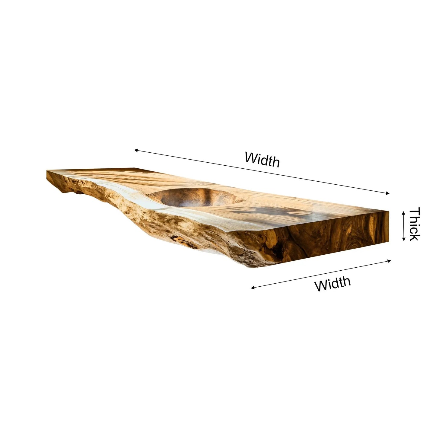 Aurevia Live Edge Solid Wood Floating Bathroom Vanity with Integrated Sink Kitchnce