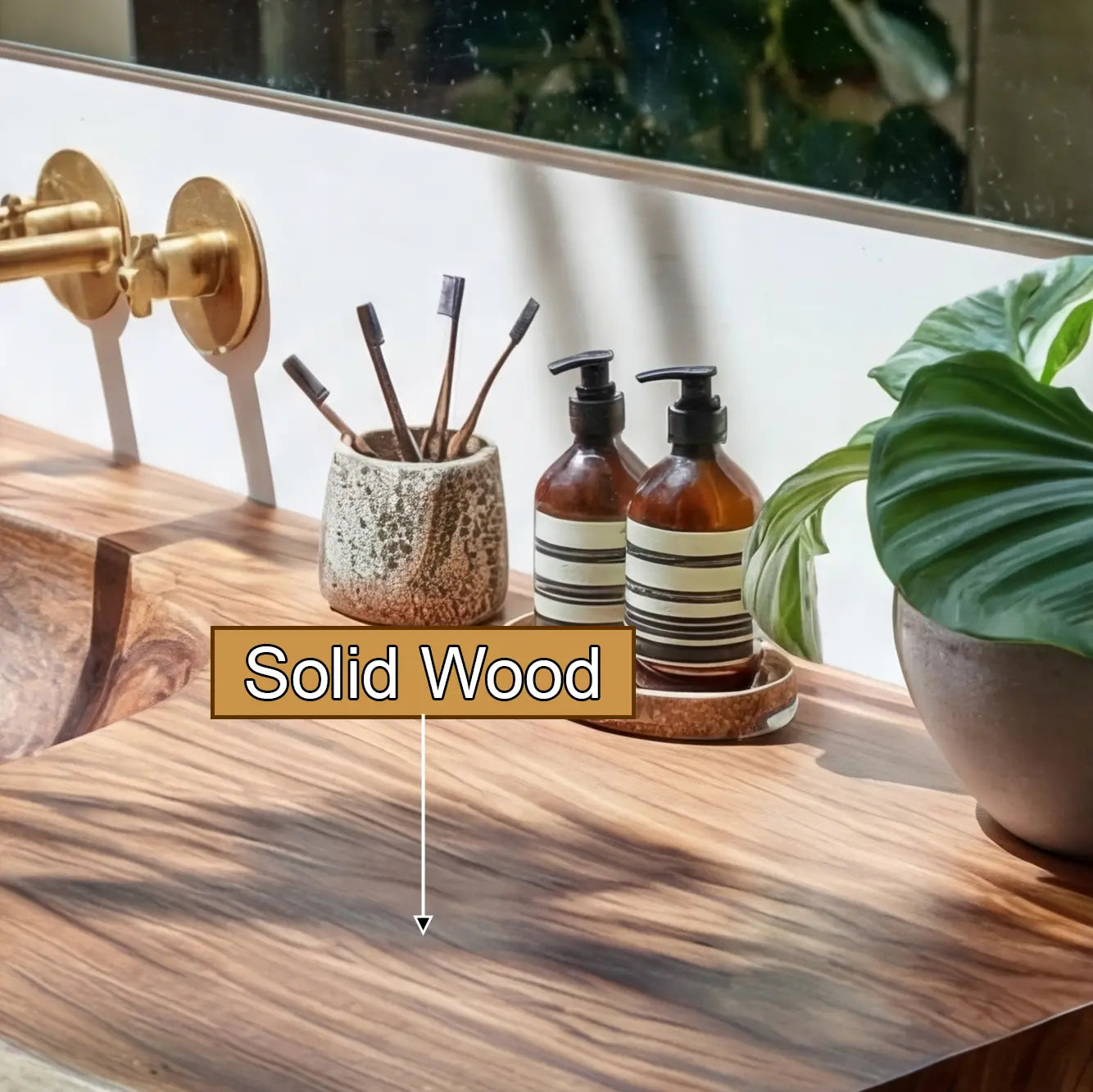 Aurevia Live Edge Solid Wood Floating Bathroom Vanity with Integrated Sink Kitchnce