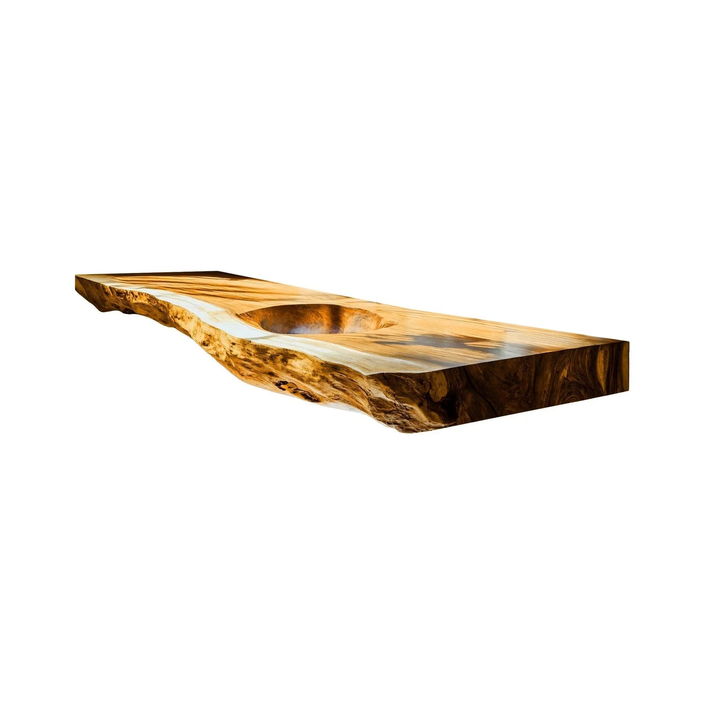 Aurevia Live Edge Solid Wood Floating Bathroom Vanity with Integrated Sink Kitchnce