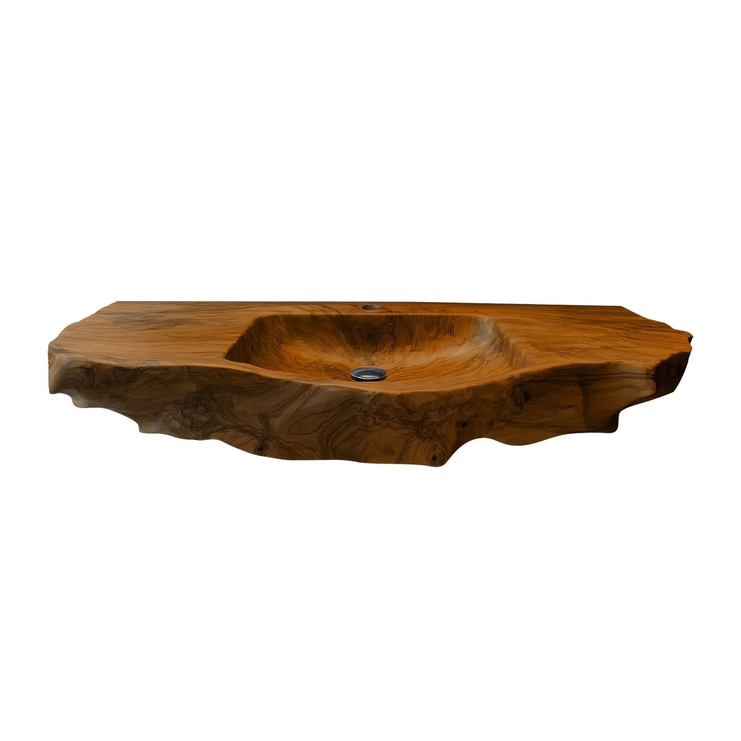 Aurevik Live Edge Solid Wood Floating Bathroom Vanity with Integrated Sink Kitchnce