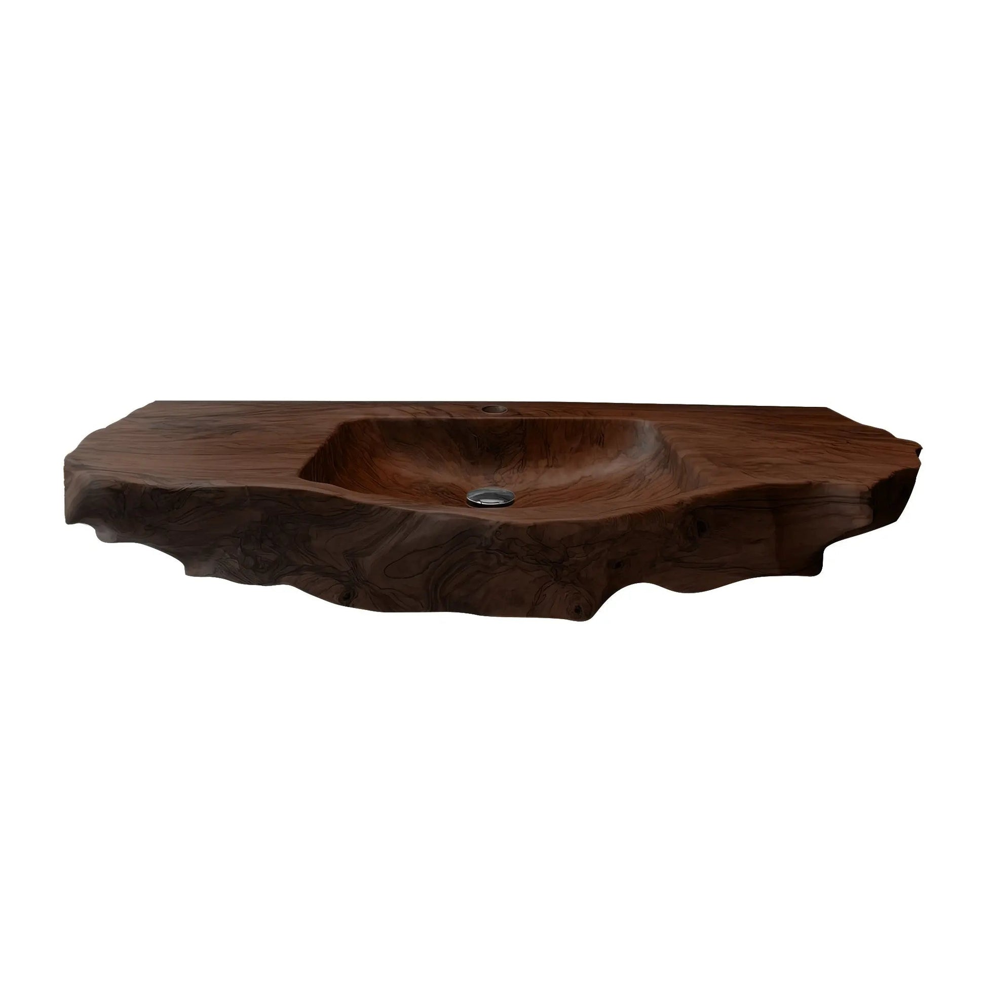 Aurevik Live Edge Solid Wood Floating Bathroom Vanity with Integrated Sink Kitchnce