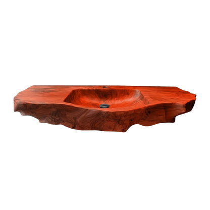 Aurevik Live Edge Solid Wood Floating Bathroom Vanity with Integrated Sink Kitchnce