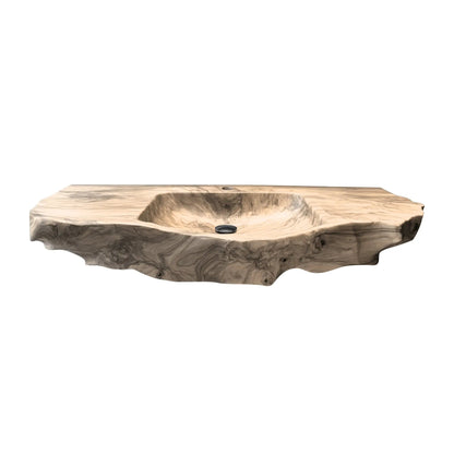 Aurevik Live Edge Solid Wood Floating Bathroom Vanity with Integrated Sink Kitchnce