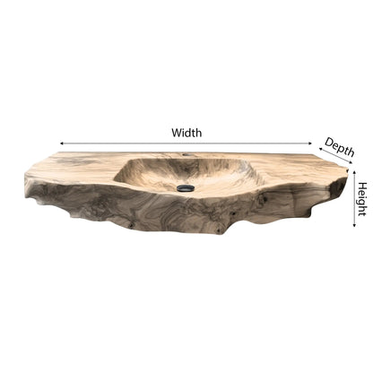 Aurevik Live Edge Solid Wood Floating Bathroom Vanity with Integrated Sink Kitchnce