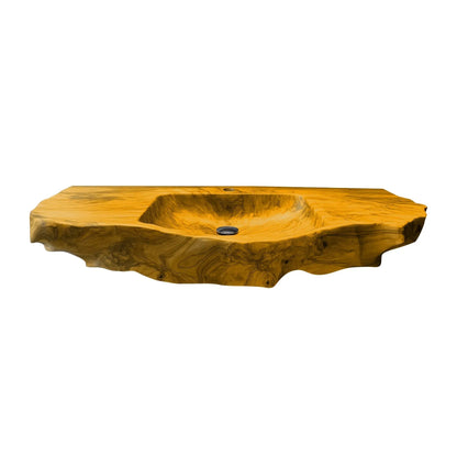 Aurevik Live Edge Solid Wood Floating Bathroom Vanity with Integrated Sink Kitchnce
