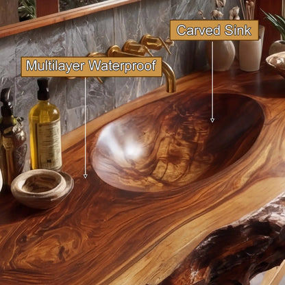 Avendra Live Edge Solid Wood Floating Bathroom Vanity with Integrated Sink SPA201365 Kitchnce