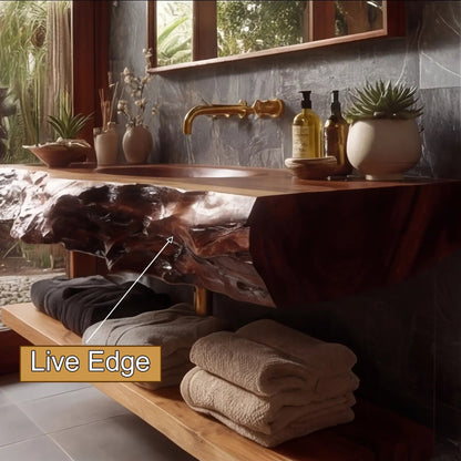Avendra Live Edge Solid Wood Floating Bathroom Vanity with Integrated Sink SPA201365 Kitchnce
