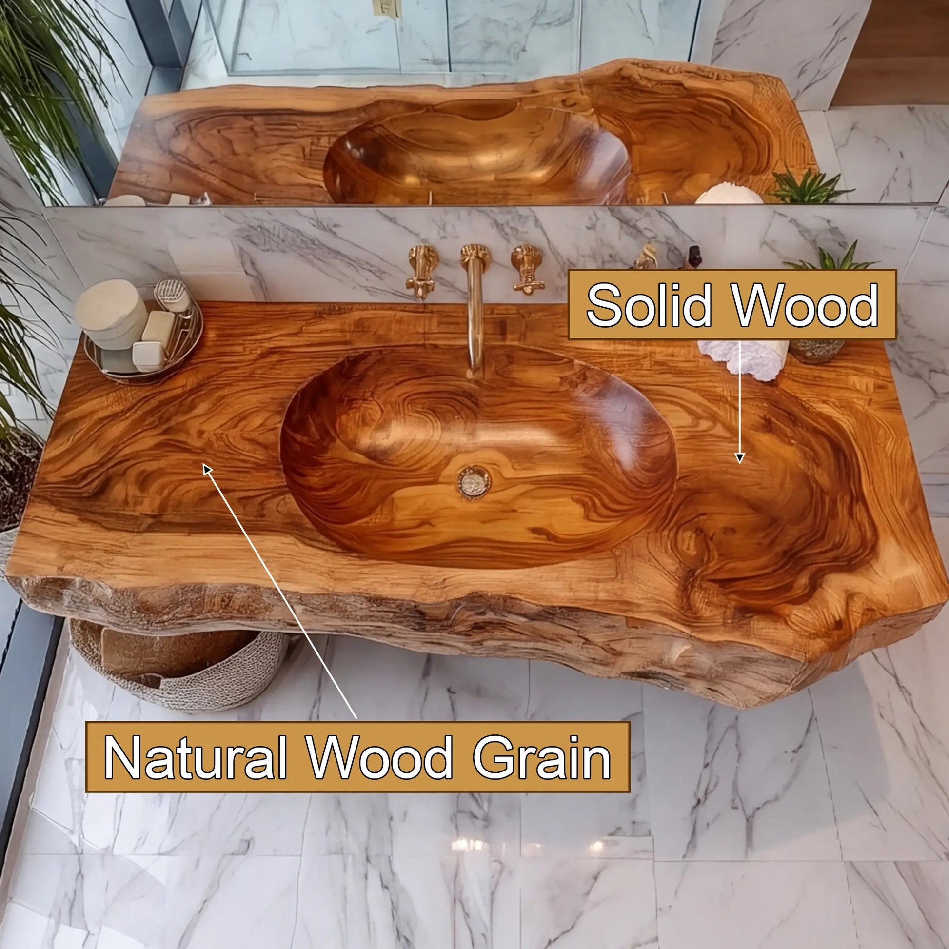 Avensa Live Edge Solid Wood Floating Bathroom Vanity with Integrated Sink SPA362594 Kitchnce