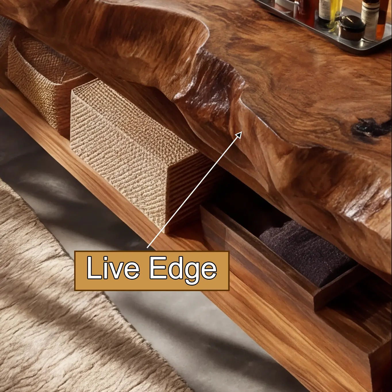 Avensor Live Edge Solid Wood Floating Bathroom Vanity with Integrated Sink SPA563795 Kitchnce