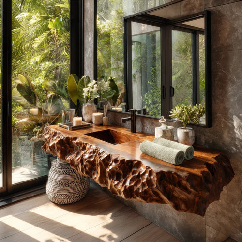 Averion Sculpted Solid Wood Floating Bathroom Vanity with Integrated Sink Kitchnce