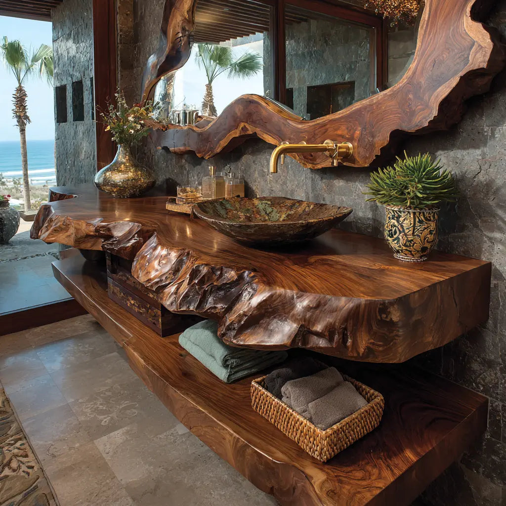 Averra Live Edge Solid Wood Floating Bathroom Vanity SPA230140 Kitchnce