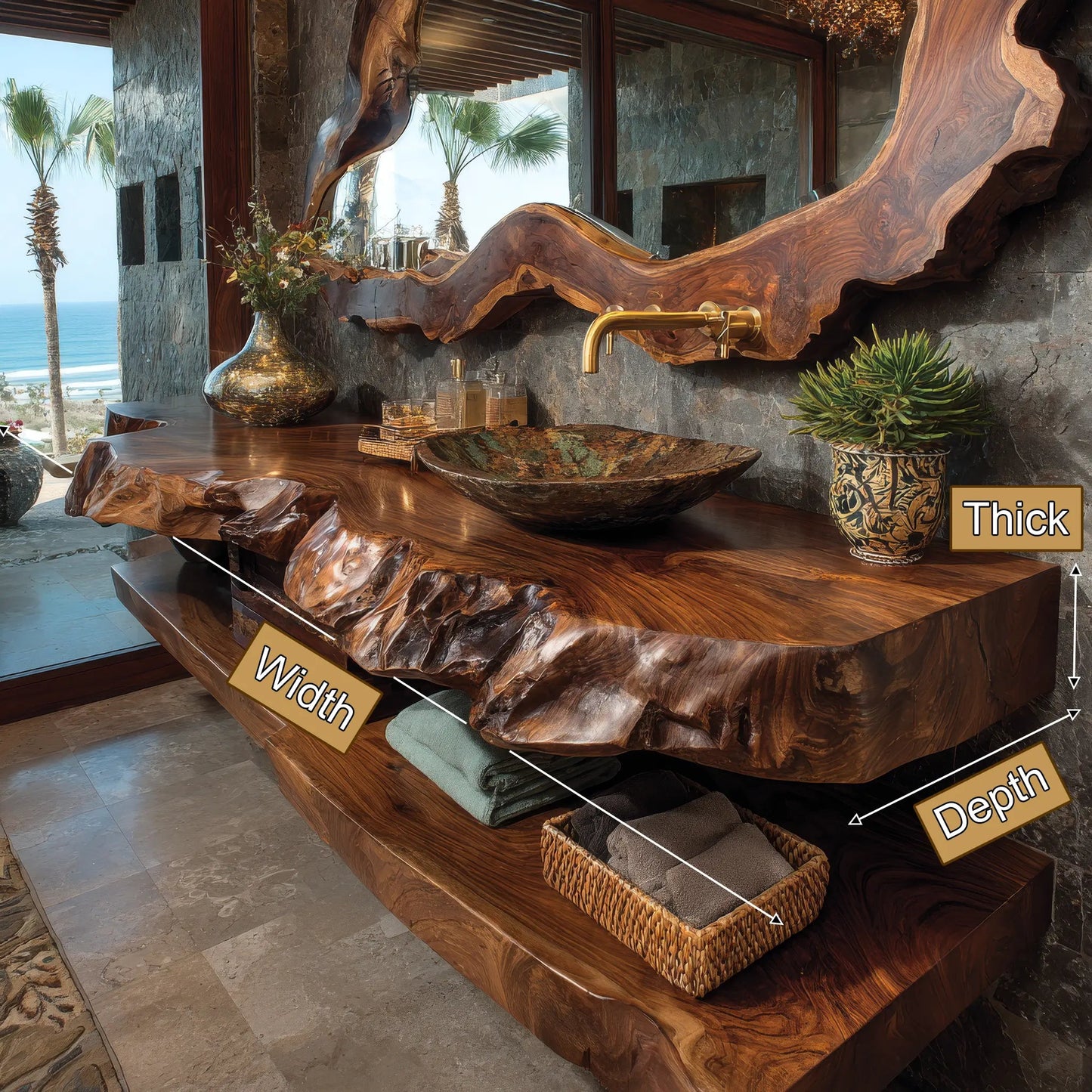 Averra Live Edge Solid Wood Floating Bathroom Vanity SPA230140 Kitchnce