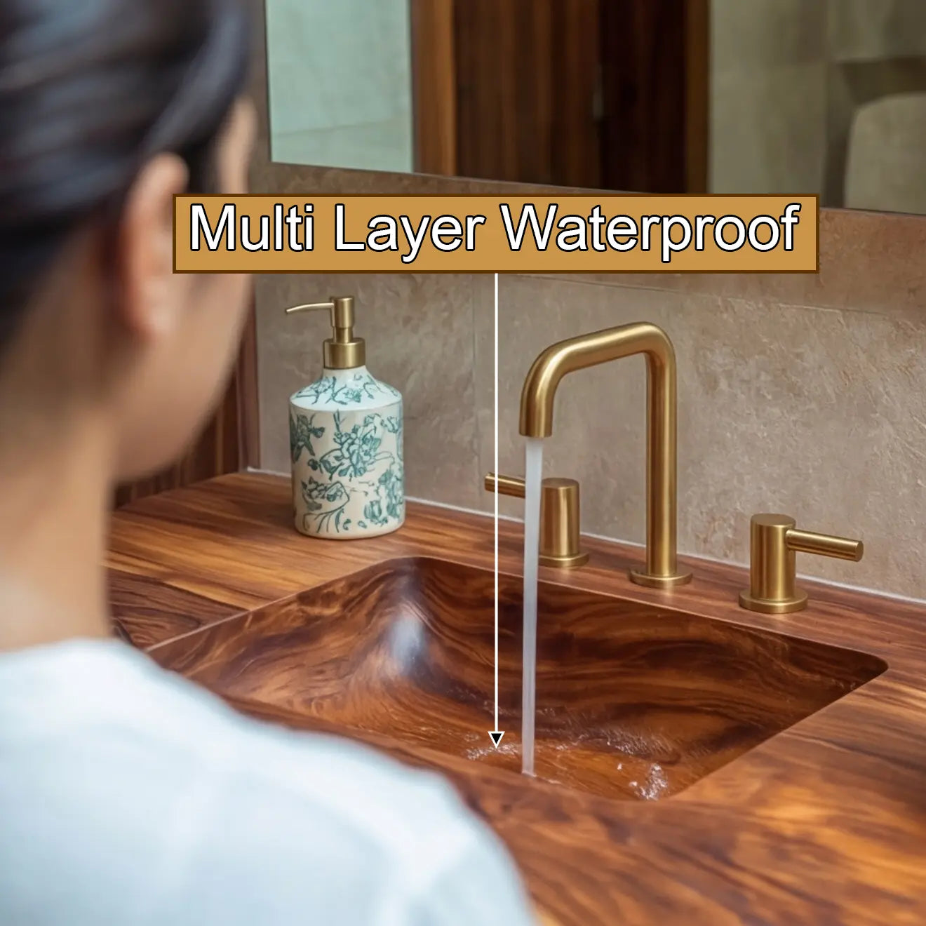 Averra Live Edge Solid Wood Floating Bathroom Vanity with Integrated Sink Kitchnce