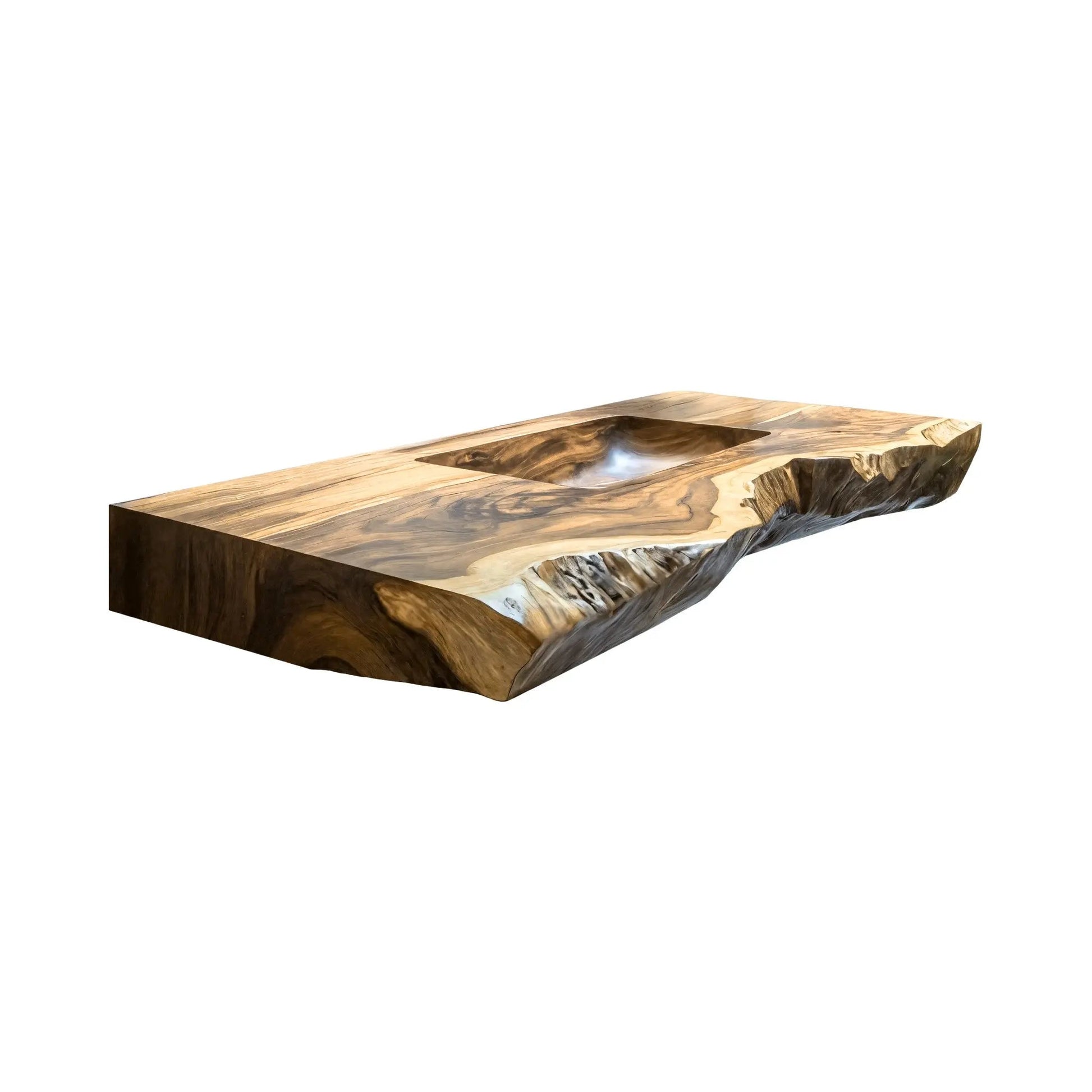 Averra Live Edge Solid Wood Floating Bathroom Vanity with Integrated Sink Kitchnce