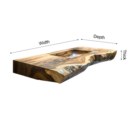 Averra Live Edge Solid Wood Floating Bathroom Vanity with Integrated Sink Kitchnce