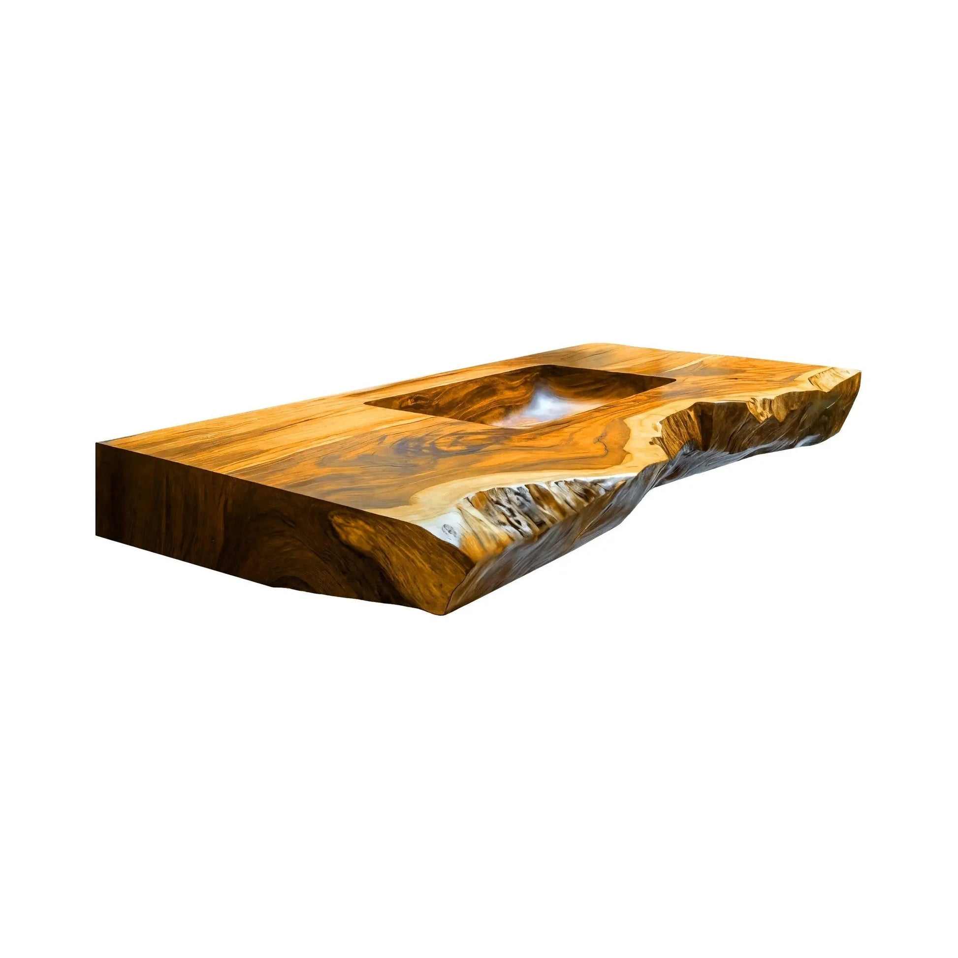 Averra Live Edge Solid Wood Floating Bathroom Vanity with Integrated Sink Kitchnce
