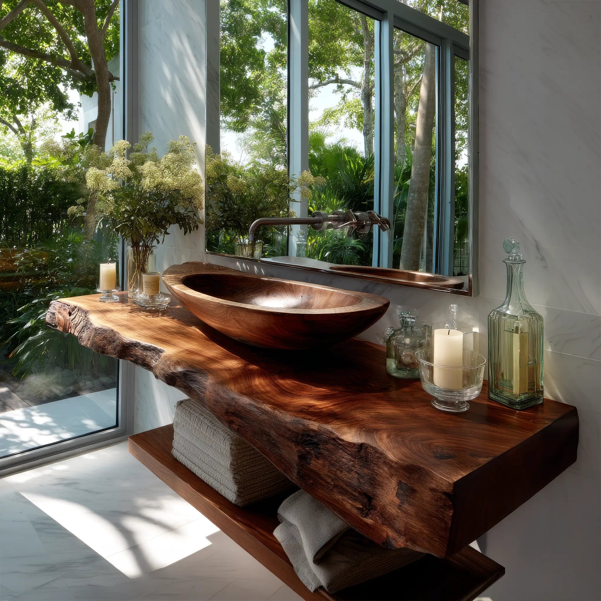 Avrelis Live Edge Solid Wood Floating Bathroom Vanity SPA900423 Kitchnce