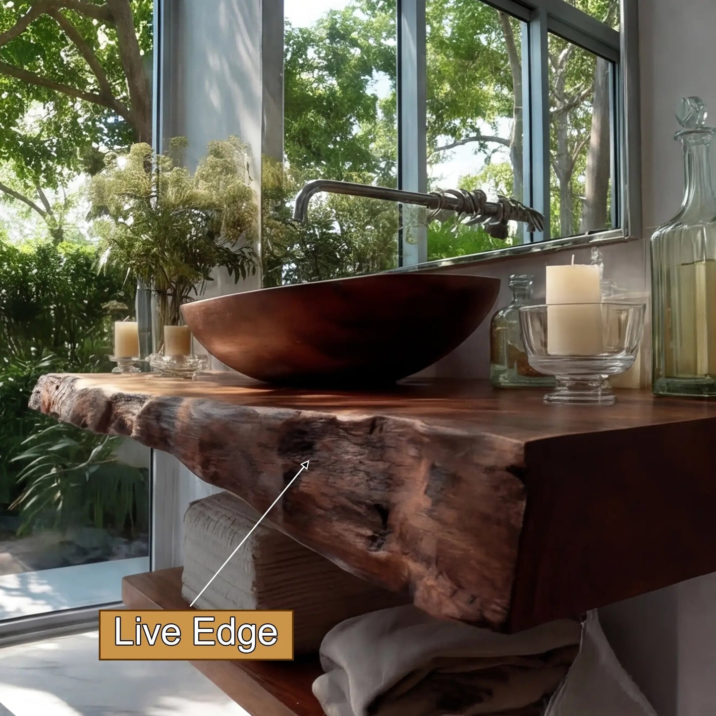 Avrelis Live Edge Solid Wood Floating Bathroom Vanity SPA900423 Kitchnce