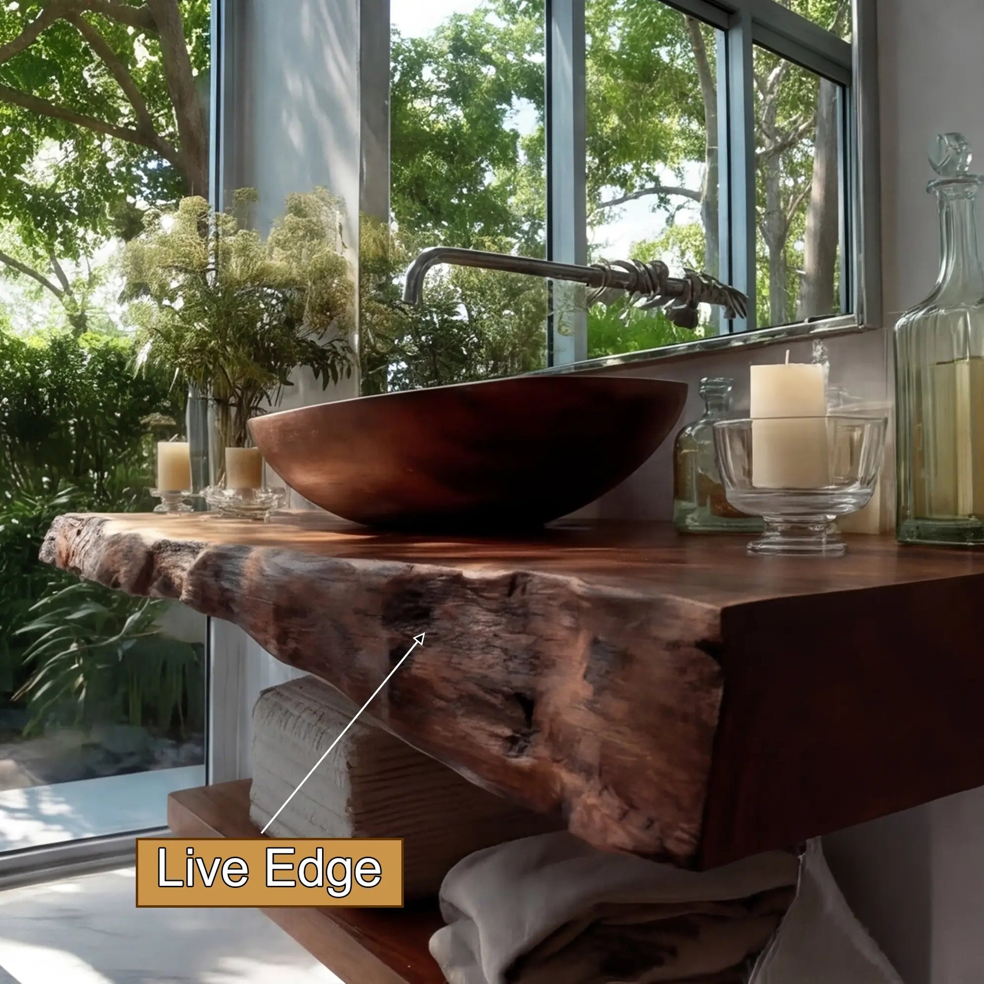 Avrelis Live Edge Solid Wood Floating Bathroom Vanity SPA900423 Kitchnce