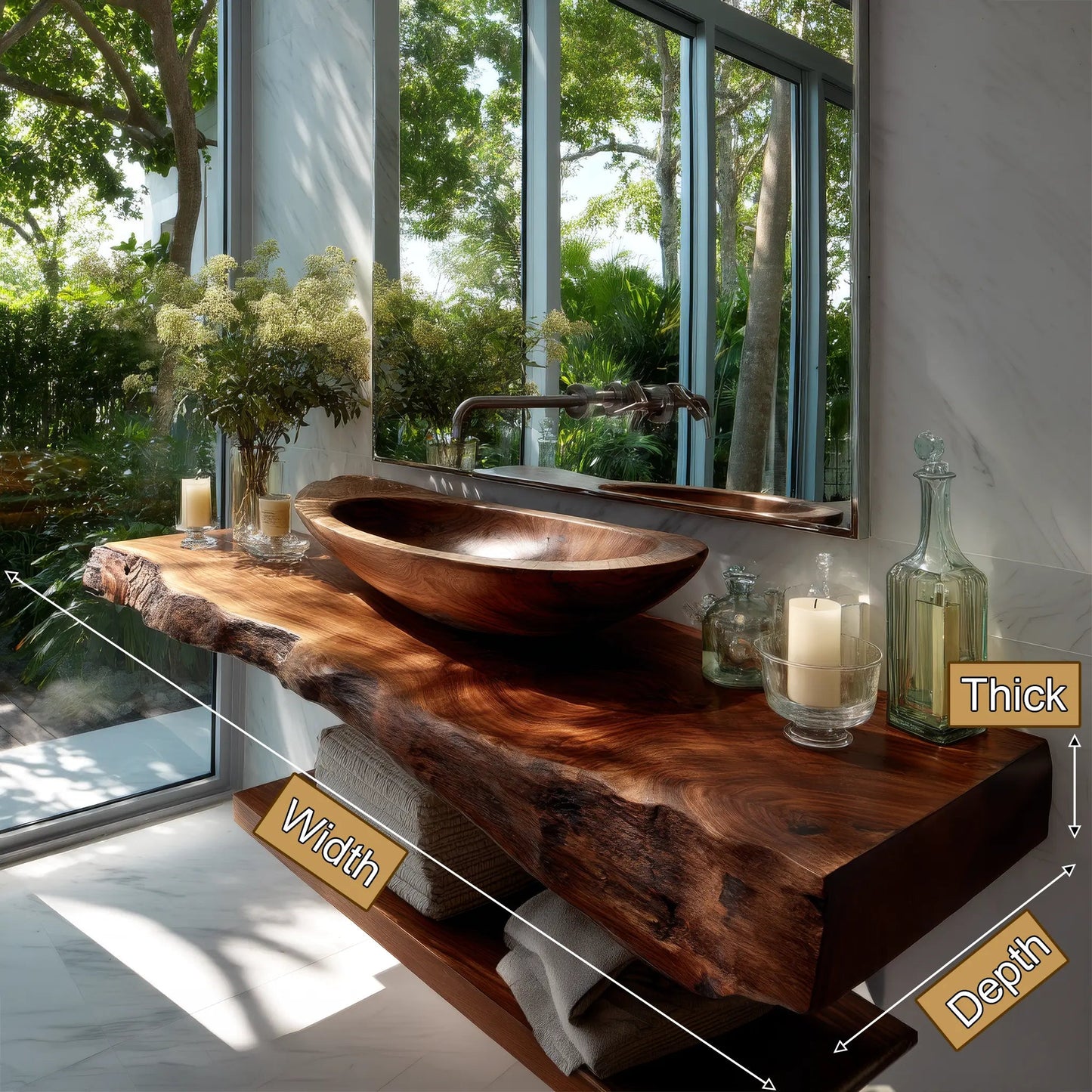 Avrelis Live Edge Solid Wood Floating Bathroom Vanity SPA900423 Kitchnce