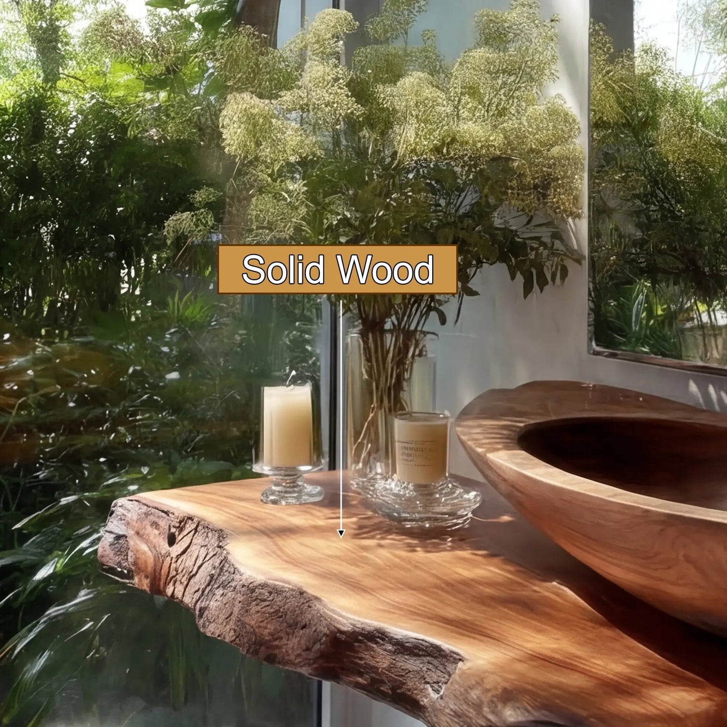 Avrelis Live Edge Solid Wood Floating Bathroom Vanity SPA900423 Kitchnce