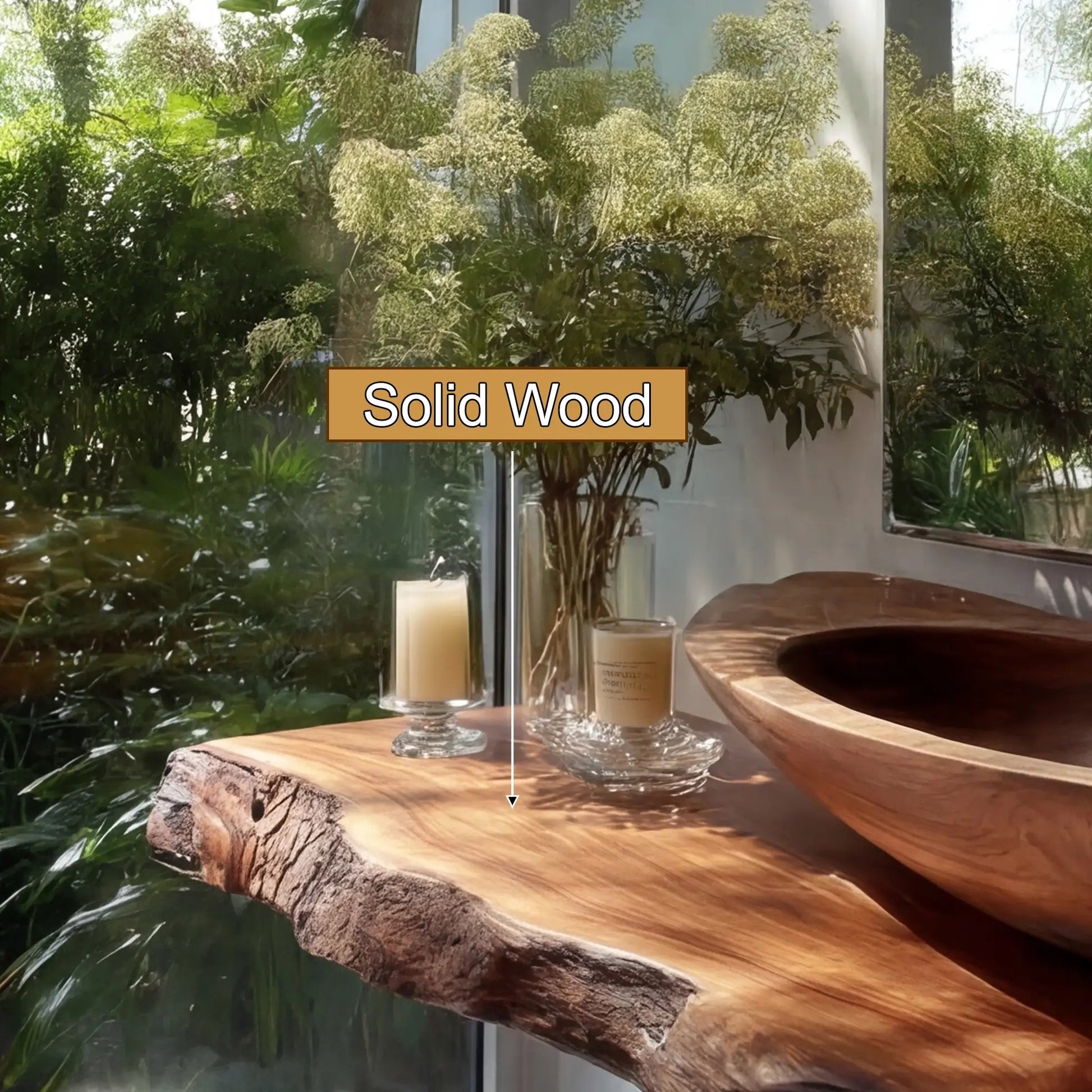 Avrelis Live Edge Solid Wood Floating Bathroom Vanity SPA900423 Kitchnce