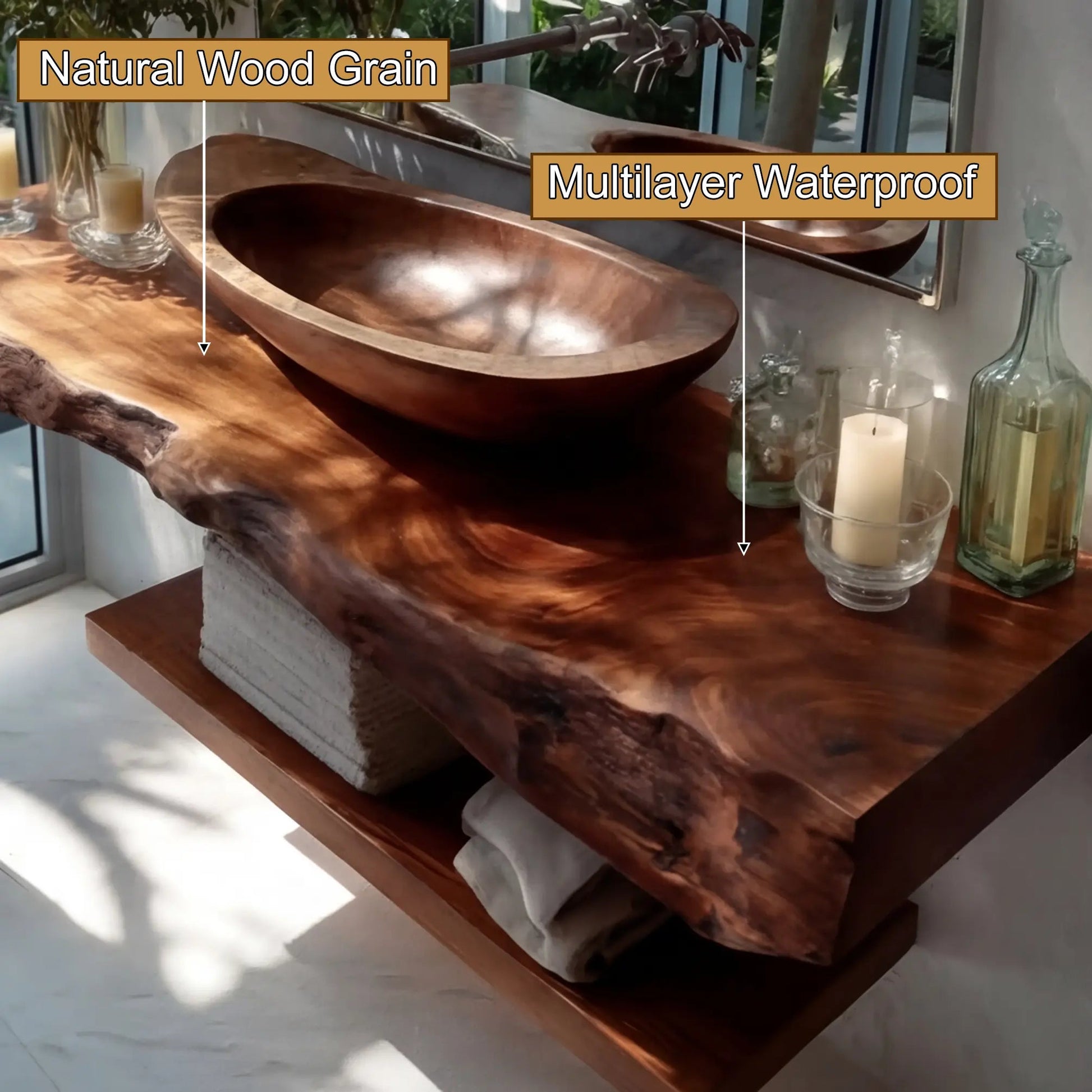 Avrelis Live Edge Solid Wood Floating Bathroom Vanity SPA900423 Kitchnce