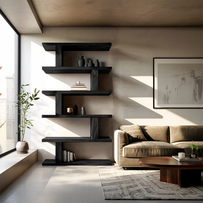 Contemporary Bookshelf With Clean Lines For Living Room Kitchnce