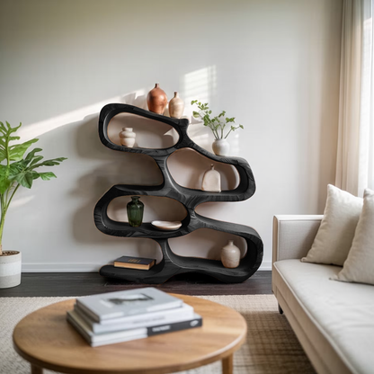 Sculptural Bookshelf For Living Room Or Office Kitchnce