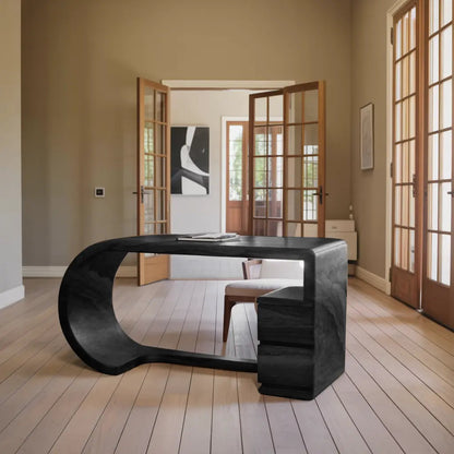 Curved Sculptural Desk With Fluid Form For Home Office And Studio Kitchnce