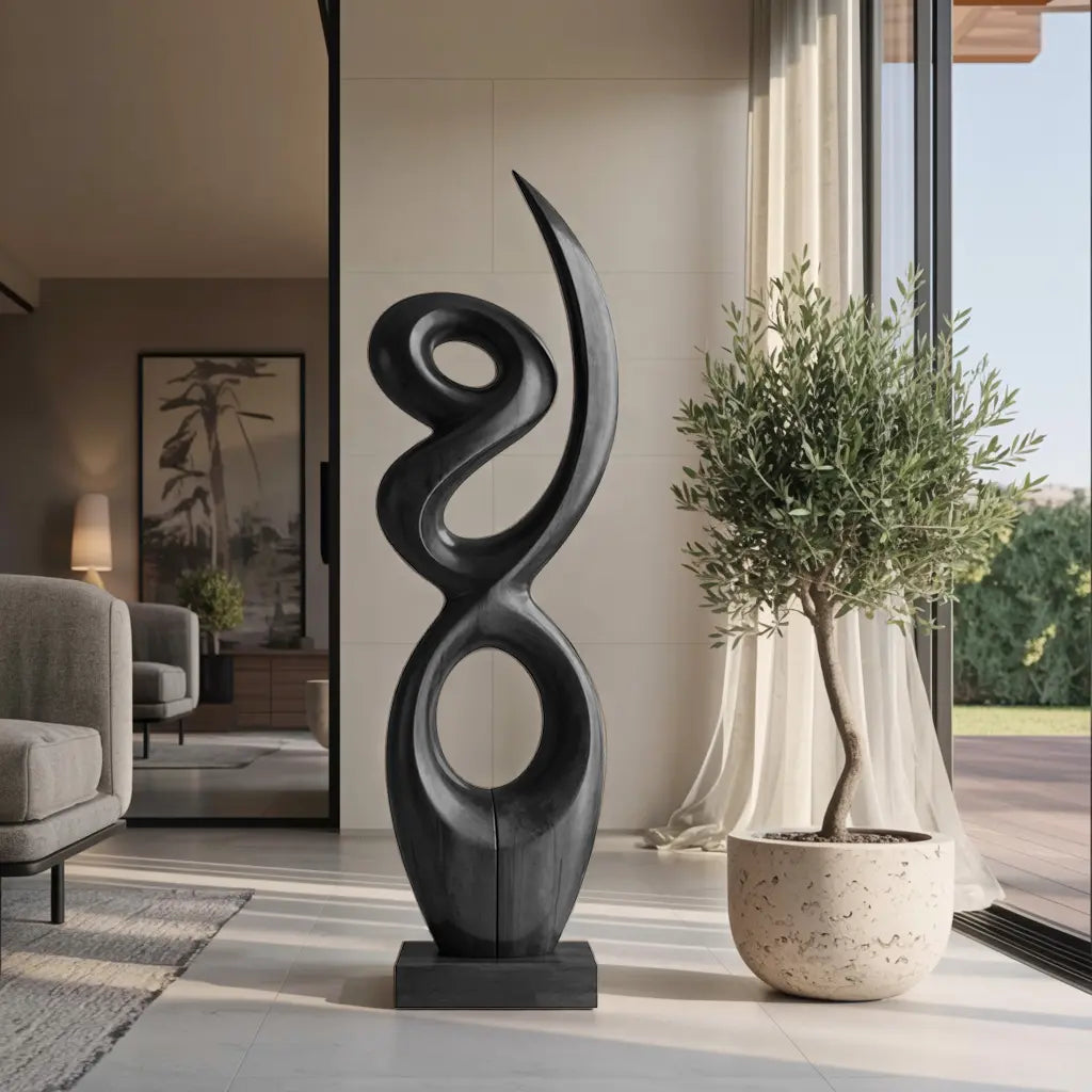 Handcrafted Wooden Abstract Sculpture For Living Room Kitchnce