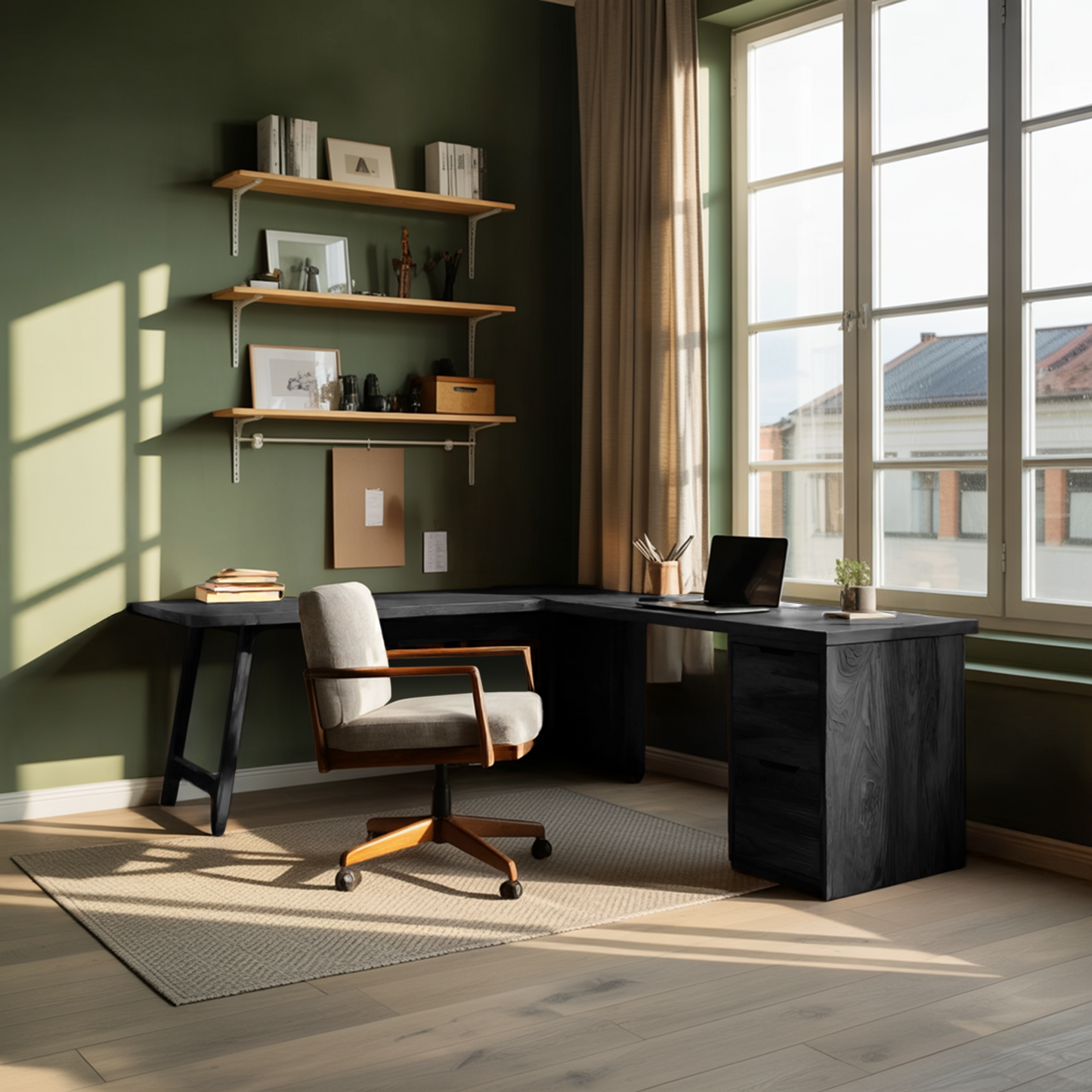 Luxury L Shaped Desk With Drawer For Home Office Kitchnce